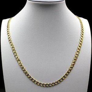 Real 10K Yellow Gold 4.5mm Cuban Link Chain Necklace 16" inch